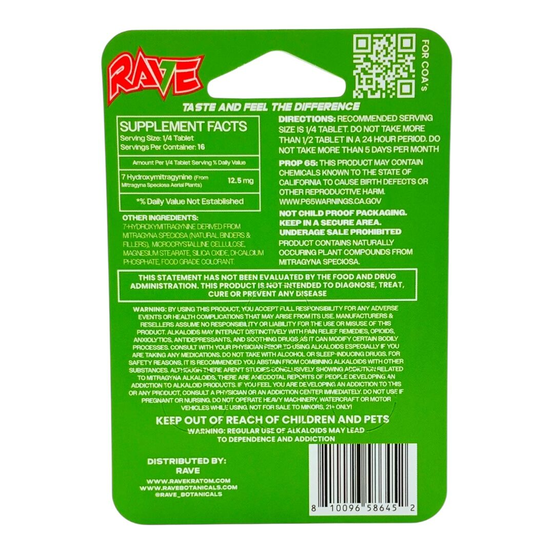 Rave Kratom 7-OH Flavored Tablets 50mg x 4ct - Image 2