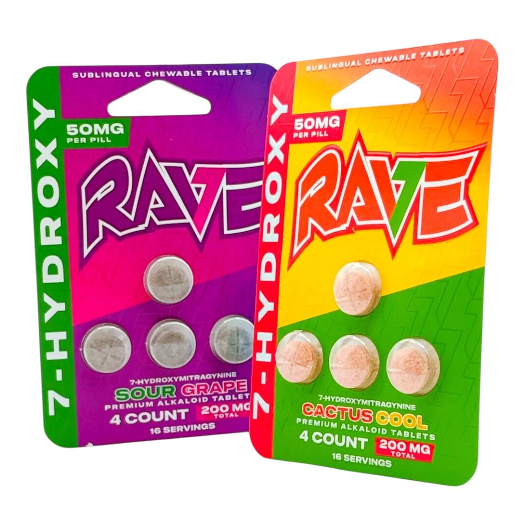 Rave Kratom 7-OH Flavored Tablets 50mg x 4ct