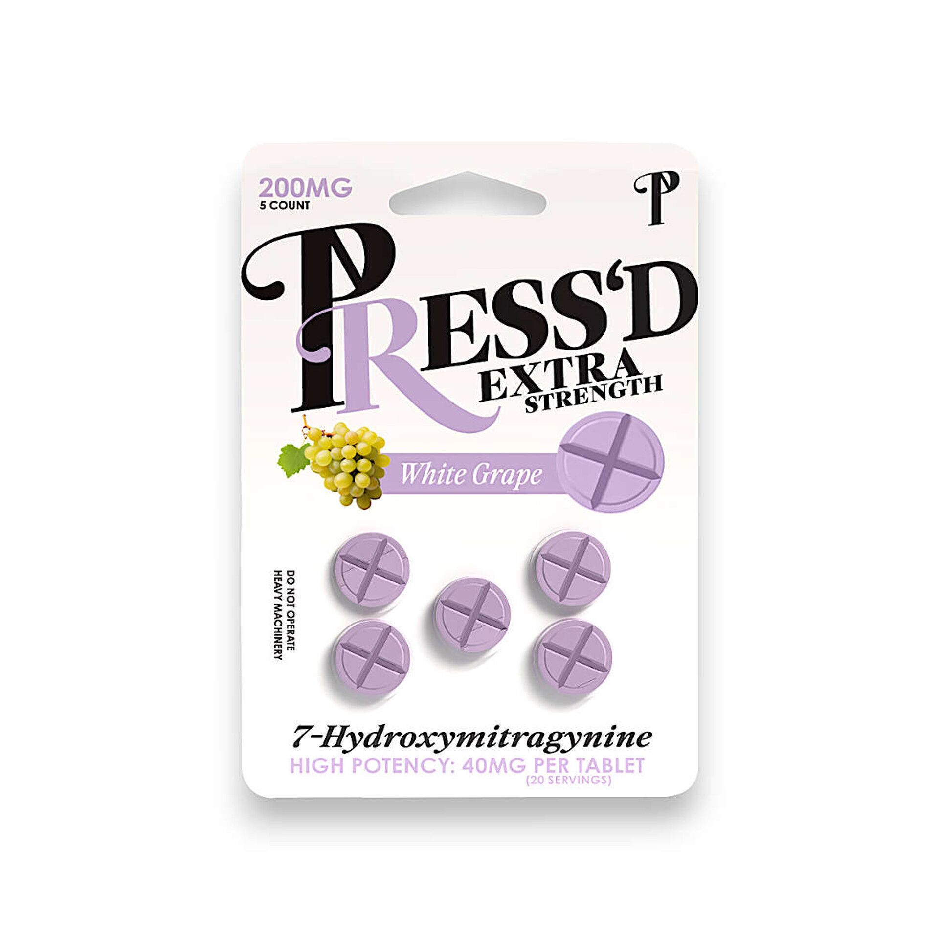 single card of Press'D Kratom 7-OH Extra Strength Tablets Flavored 40mg (var 1)