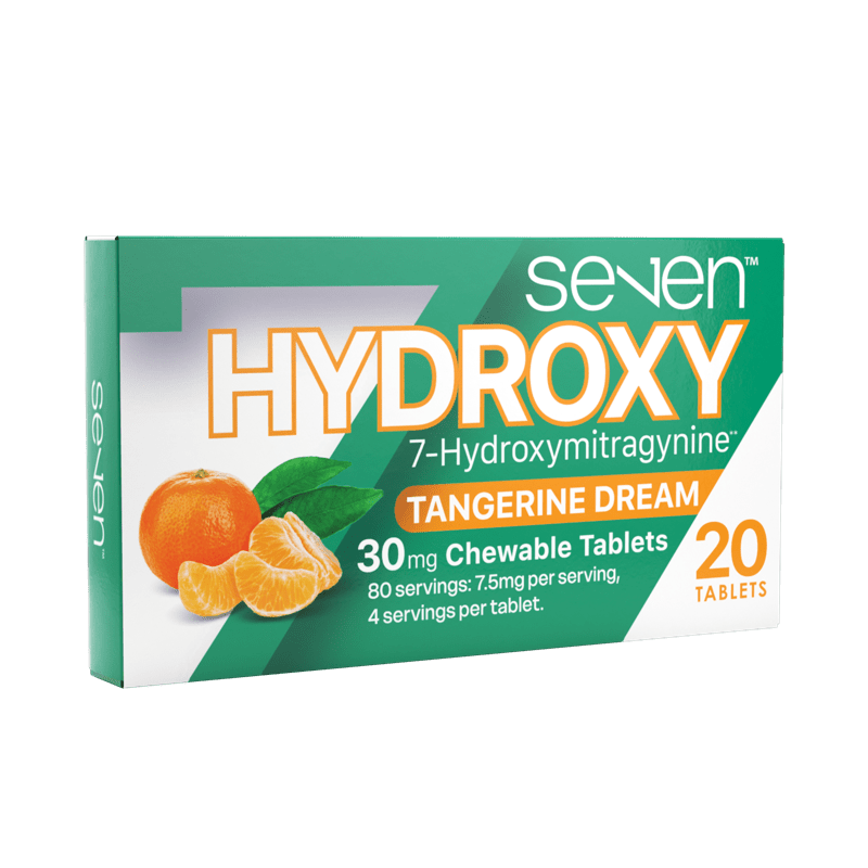 single package of SE7EN Hydroxy 7-OH Chewable Tablets 30mg 20ct - Tangerine Dream
