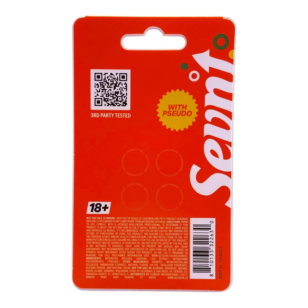 Back of package of SEVN 7-oh psuedo tablets