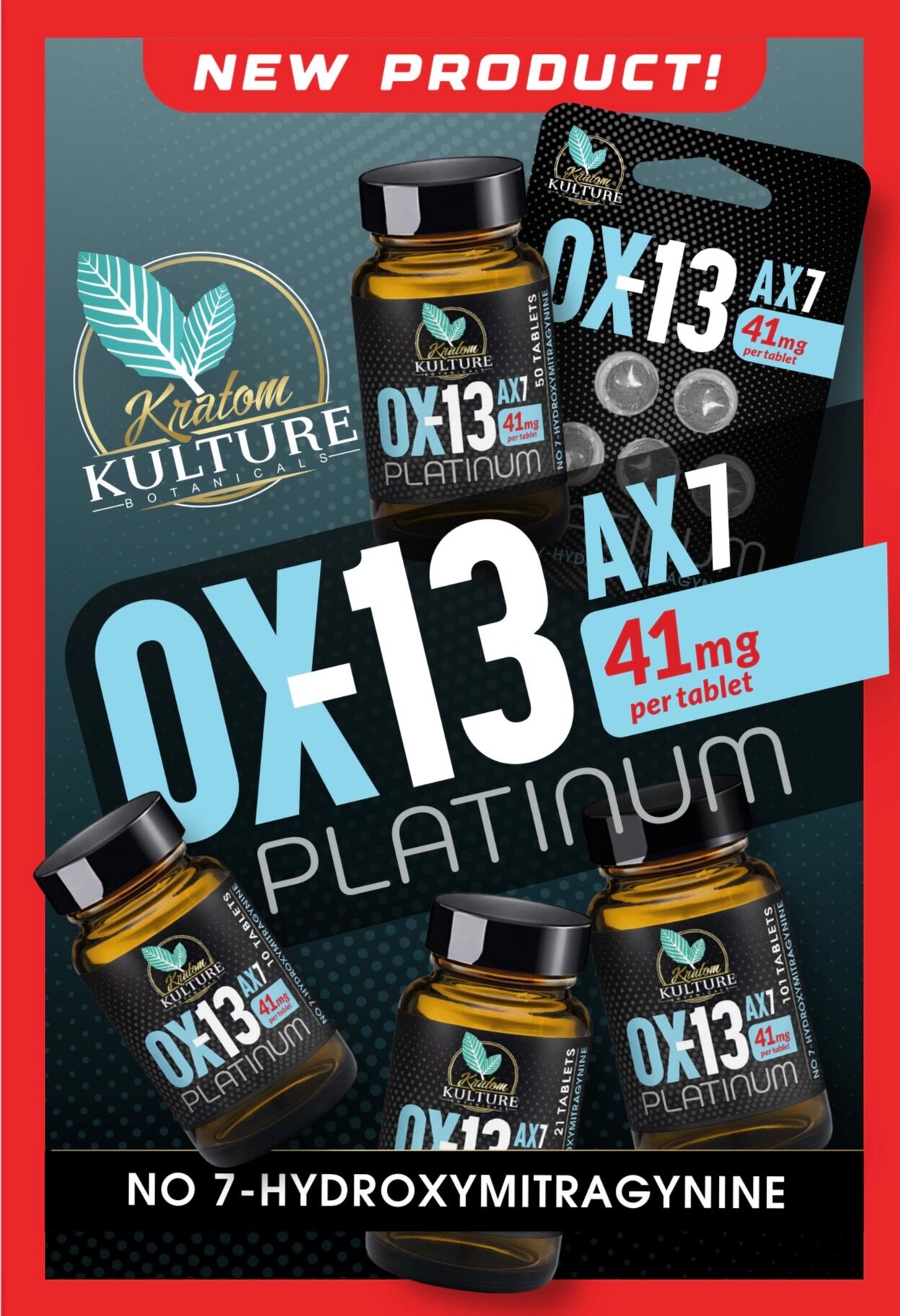 Kratom Kulture 0X-13 AX7 Platinum Tablets 41mg